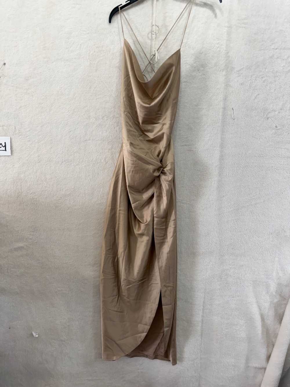 Babyboo Satin Maxi Dress Womens Size Small Champagne Cowl Neck Goddess Formal - Picture 2 of 8